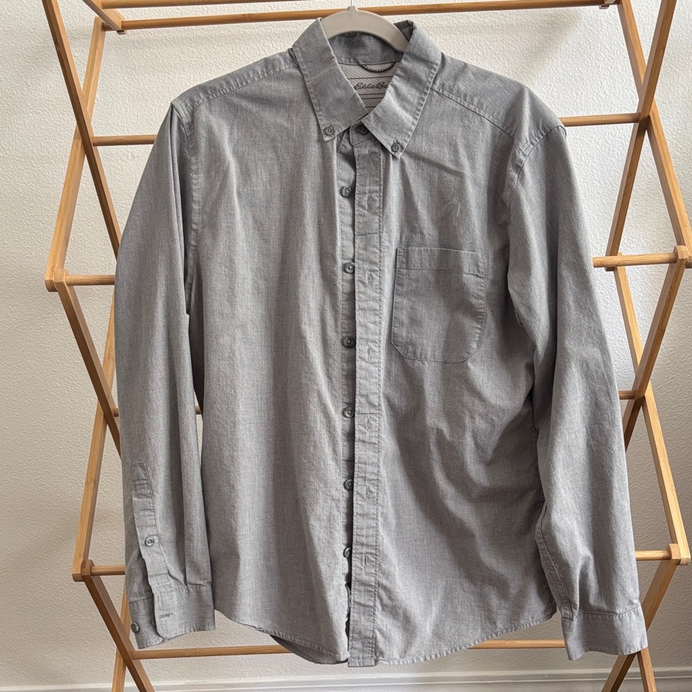 Eddie Bauer Gray Button-Down Long-Sleeve Shirt